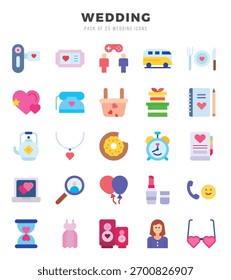 Boda de iconos web en estilo plano.