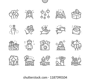 Wedding Well-crafted Pixel Perfect Vector Thin Line Icons 30 2x Grid for Web Graphics and Apps. Simple Minimal Pictogram