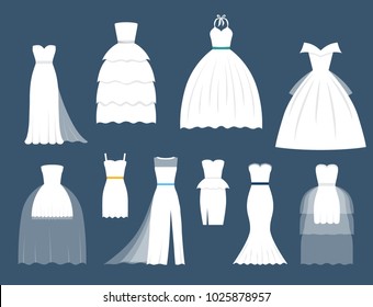 Wedding white bride vector dress elegance fashion style celebration bridal shower weddind-day composition illustration