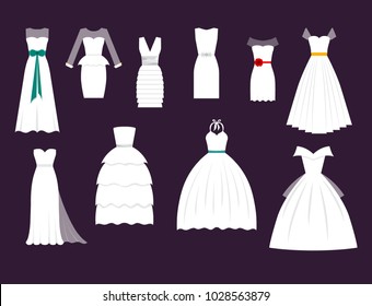 Wedding White Bride Vector Dress Elegance Fashion Style Celebration Bridal Shower Weddind-day Composition Illustration