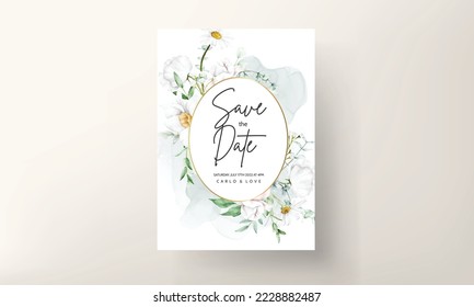 Wedding white floral invitation template