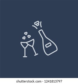 wedding Wine icon. wedding Wine linear design concept from Wedding and love collection. Simple element vector illustration on dark blue background.