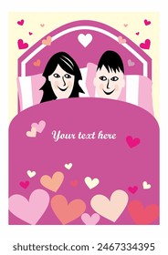 Wedding wish, bedroom, lovers, vector funny illustration, art