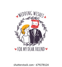 Wedding Wishes In Cartoon Doodle Style