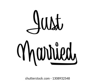 Wedding word art text typography type graphic illustration vector for just married