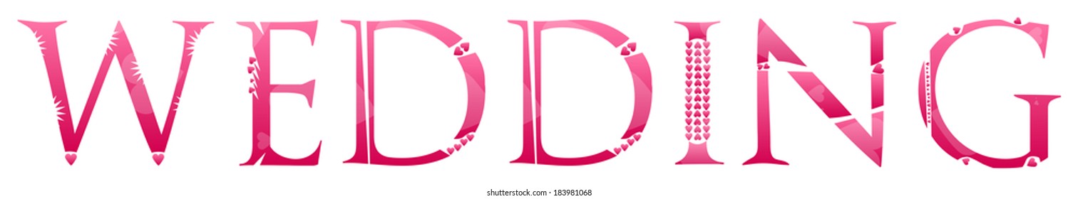 Wedding Word Concept Made Of Love Letters Vector