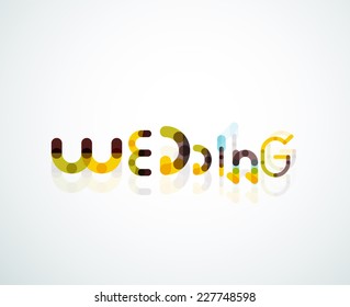 Wedding word font concept design, minimal line style