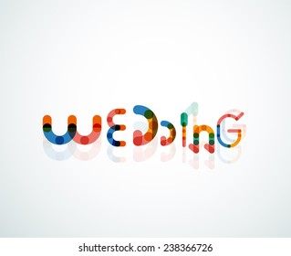 Diseño de concepto de tipo de letra de palabra de matrimonio, estilo de línea mínimo