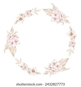 Wedding wreath of flowers and leaves