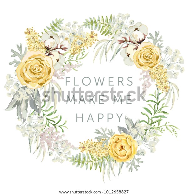 Wedding Wreath Quote Flowers Make Me Stock Vector Royalty Free