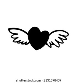 Wedding wreath in the shape of a heart of flowers and leaves. Valentines Day, Mother's Day, Birthday. Place for text. Vector illustration on isolated white background. Artline
