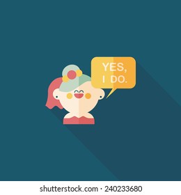 wedding yes i do words from bride flat icon with long shadow,eps10