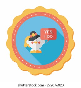 wedding yes i do words from bride flat icon with long shadow,eps10