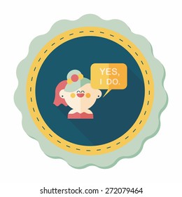 wedding yes i do words from bride flat icon with long shadow,eps10