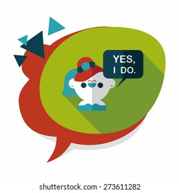 wedding yes i do words from bride flat icon with long shadow,eps10