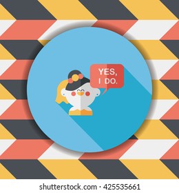 wedding yes i do words from bride flat icon with long shadow,eps10
