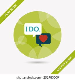 wedding yes i do words flat icon with long shadow,eps10