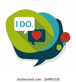 wedding yes i do words flat icon with long shadow,eps10