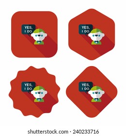 wedding yes i do words from groom flat icon with long shadow,eps10