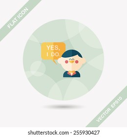 wedding yes i do words from groom flat icon with long shadow,eps10