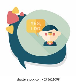 wedding yes i do words from groom flat icon with long shadow,eps10