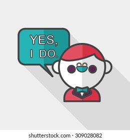 wedding yes i do words from groom flat icon with long shadow,eps10