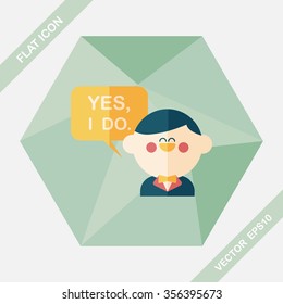 wedding yes i do words from groom flat icon with long shadow,eps10
