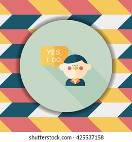 wedding yes i do words from groom flat icon with long shadow,eps10