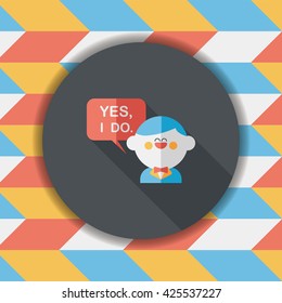 wedding yes i do words from groom flat icon with long shadow,eps10