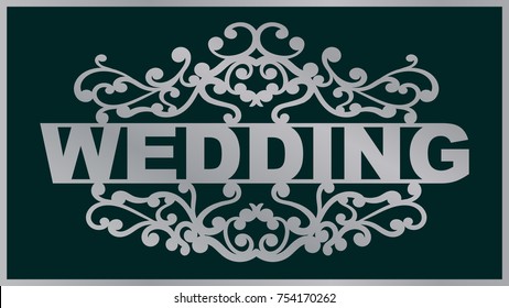 weddinglace plate. Template laser cutting machine for wood, metal and paper. wedding phrase for your design.