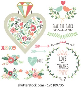 Wedding-Vintage Flora Diamond Elements- illustration