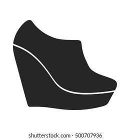 Wedge booties icon in  black style isolated on white background. Shoes symbol stock vector illustration.