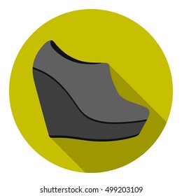 Wedge booties icon in flat style isolated on white background. Shoes symbol stock vector illustration.