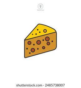 wedge of cheese with holes Icon symbol vector illustration isolated on white background