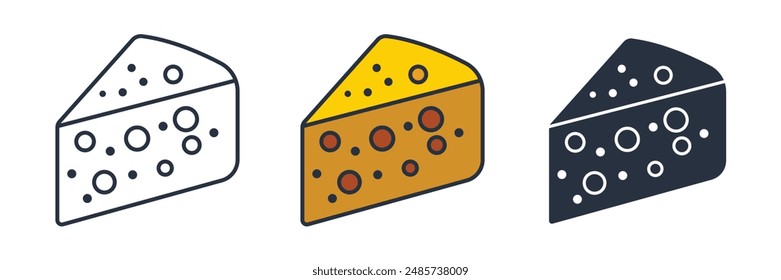 wedge of cheese with holes Icon symbol vector illustration isolated on white background