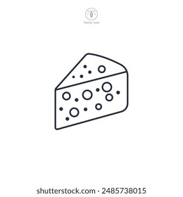 wedge of cheese with holes Icon symbol vector illustration isolated on white background