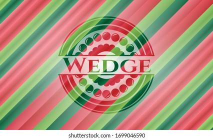 Wedge christmas colors emblem. Vector Illustration. Detailed.