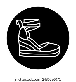 Wedge espadrilles black line icon. Summer clothes. Vector isolated element. 