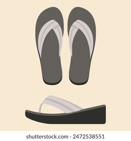 Wedge flip flops to ad side view illustration