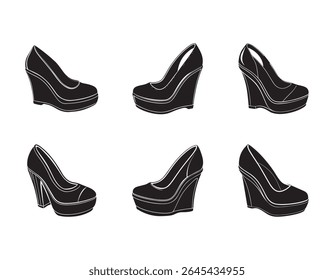 wedge heels sketch icon vector silhouette illustration