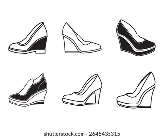 wedge heels sketch icon vector line art illustration