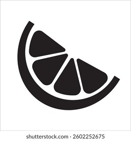  A wedge of lime, shaped like a curved segment, with clearly defined sections of pulp inside.