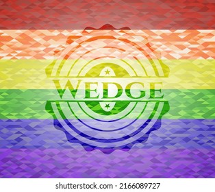 Borde sobre fondo de mosaico con los colores de la bandera LGBT. 