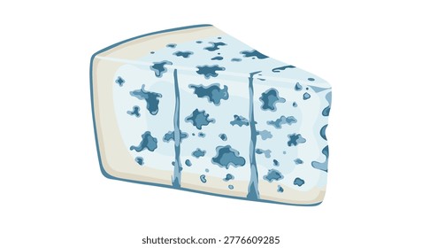 Wedge of pungent blue cheese with characteristic blue veins and creamy texture illustrating a gourmet dairy product for appetizers.