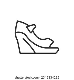 Wedge sandals, linear icon. Line with editable stroke