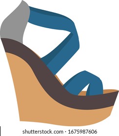 Wedge shoes, illustration, vector on white background.