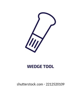 Keil-Tool-Symbol aus der Sammlung von Bauwerkzeugen. Dünne lineare Keilfunktion, 1, Pinselkontur-Symbol einzeln auf weißem Hintergrund. Zeilenkeilzeichen, Symbol für Web und Mobile