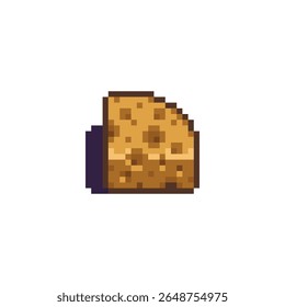 Wedge of yellow cheese in pixel art style with cartoon shading. Great for food pickups, inventory items, or humorous retro games.
