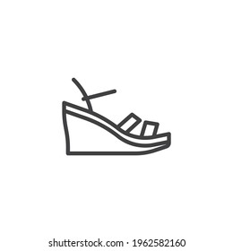 Wedges sandals line icon. linear style sign for mobile concept and web design. Wedges shoes outline vector icon. Symbol, logo illustration. Vector graphics