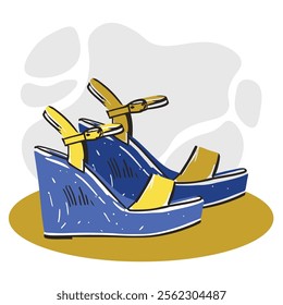 wedges shoe illustration in hand drawn style